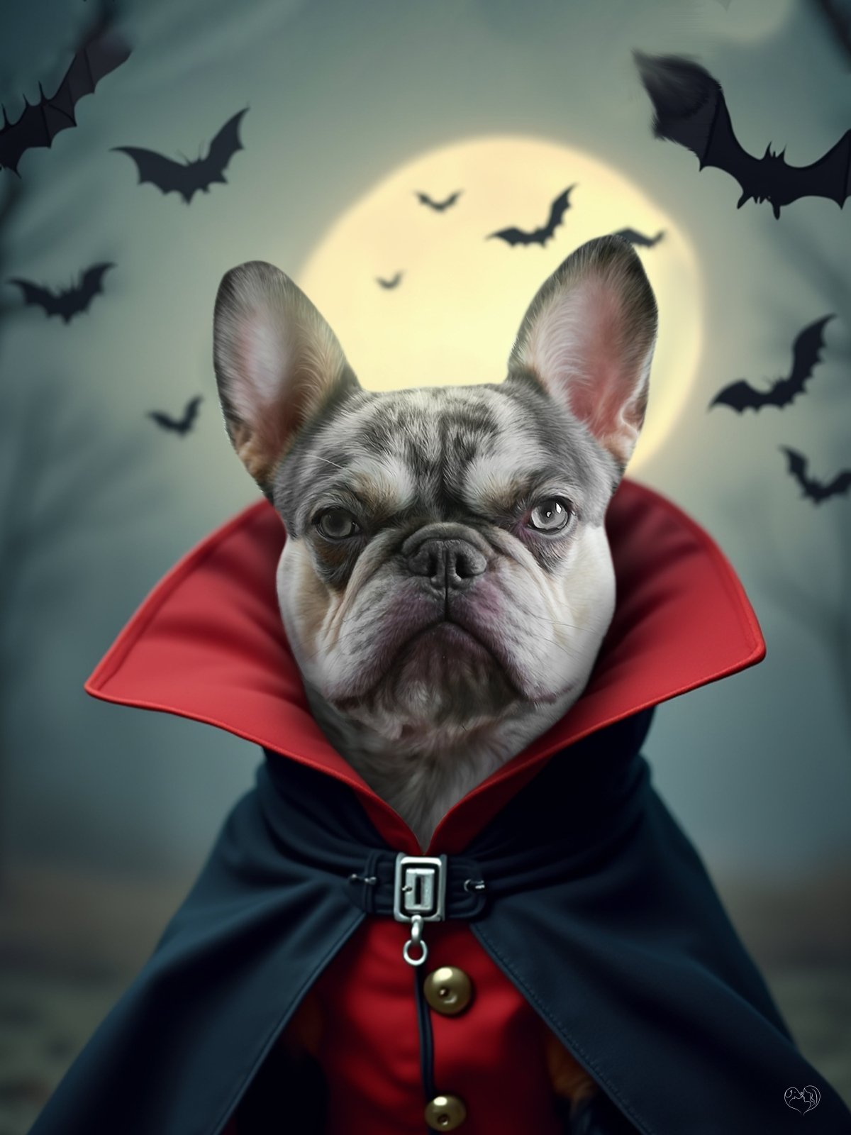 Dracula Halloween Pet Portrait - Custom Pet Portrait - 1 Pet - Furr and Family