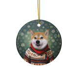 Personalized Ceramic Pet Christmas Theme Ornament - Custom Christmas Ceramic Ornament