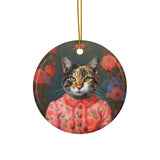 Personalized Ceramic Pet Christmas Theme Ornament - Custom Christmas Ceramic Ornament