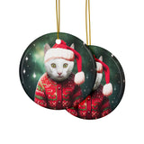 Personalized Ceramic Pet Christmas Theme Ornament - Custom Christmas Ceramic Ornament