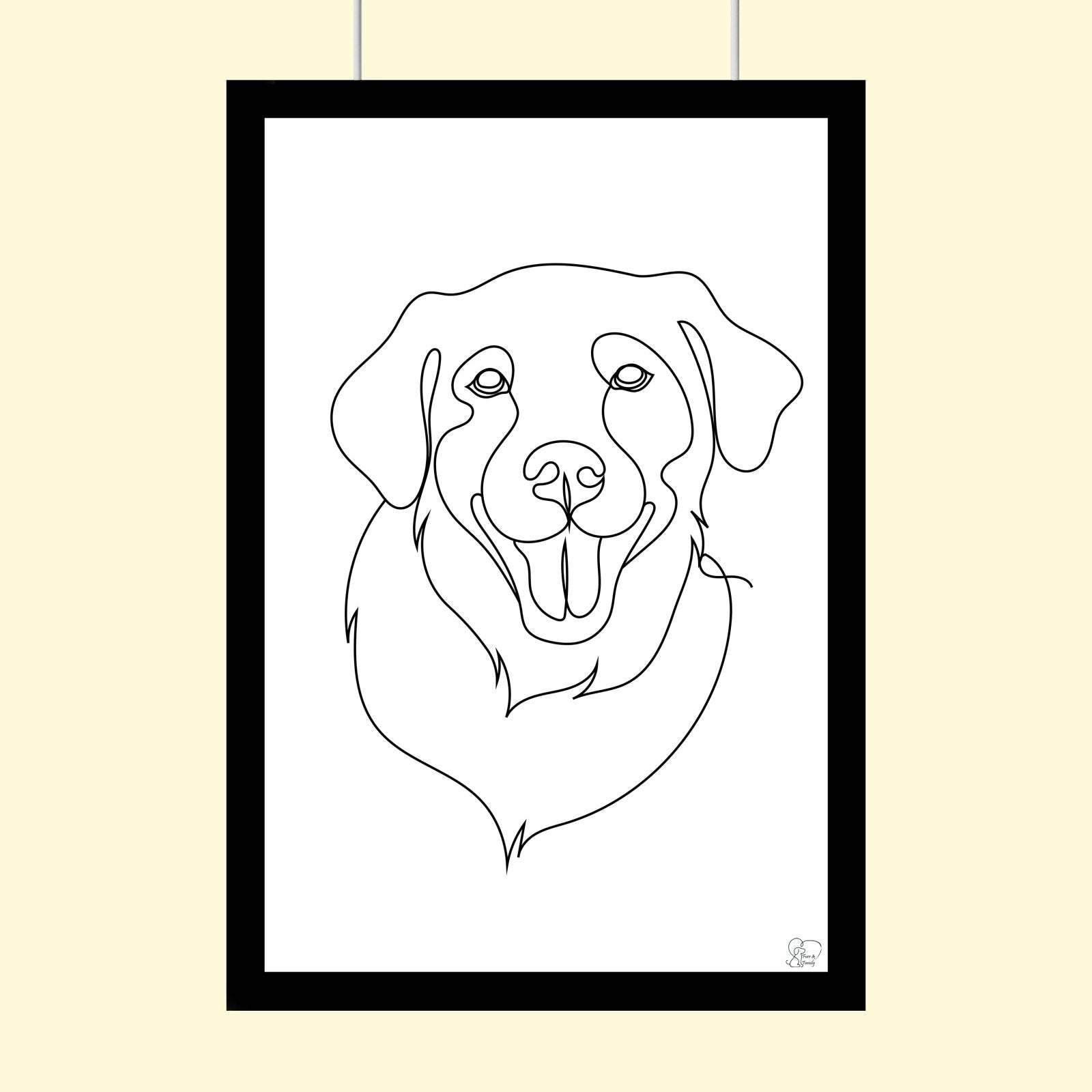 One line art Pet Drawing - Custom Pet Portrait - 1 Pet - Furr and Family