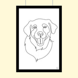 One line art Pet Drawing - Custom Pet Portrait - 1 Pet - Furr and Family