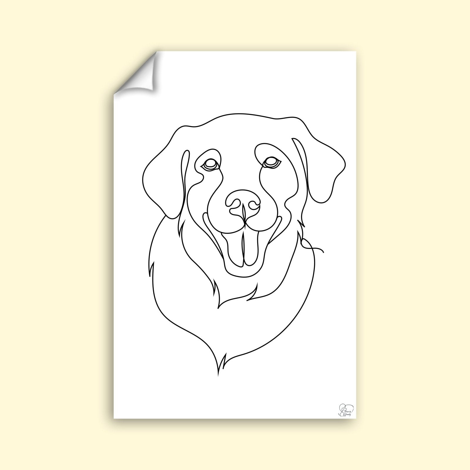 One line art Pet Drawing - Custom Pet Portrait - 1 Pet - Furr and Family
