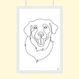 One line art Pet Drawing - Custom Pet Portrait - 1 Pet - Furr and Family