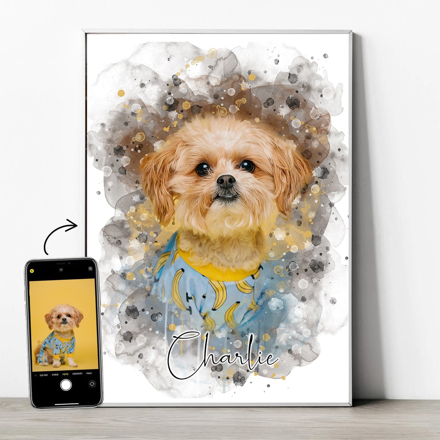Custom Watercolor Pet Portrait - Custom Pet Portrait - 1 Pet - Furr and Family