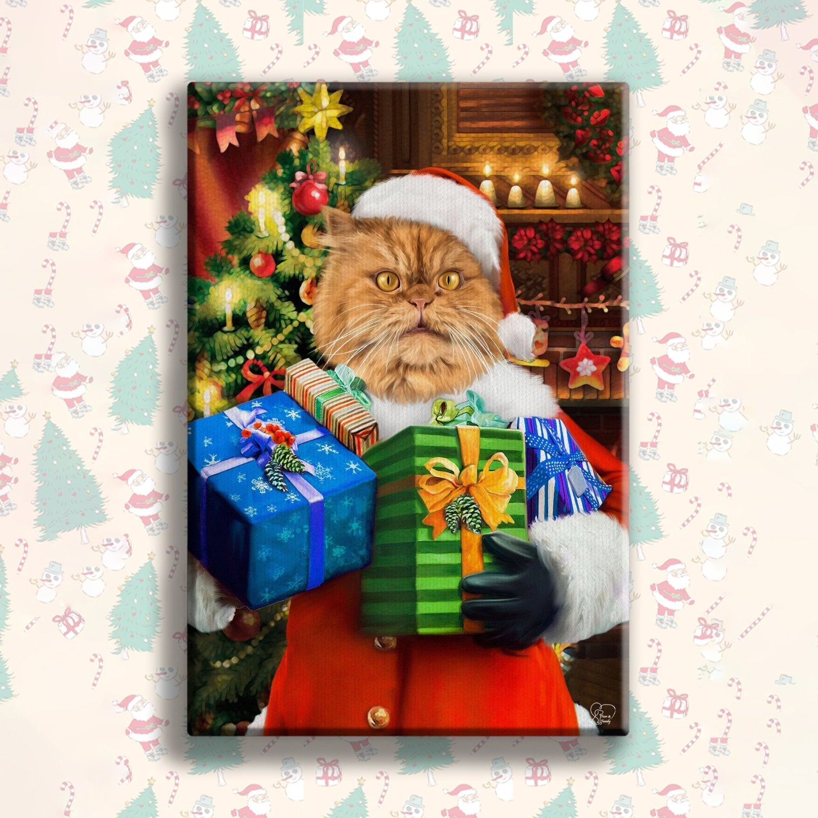 Holiday Cheer Pet Portrait – Santa’s Little Gift Giver - 1 Pet - Furr and Family