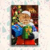 Holiday Cheer Pet Portrait – Santa’s Little Gift Giver - 1 Pet - Furr and Family