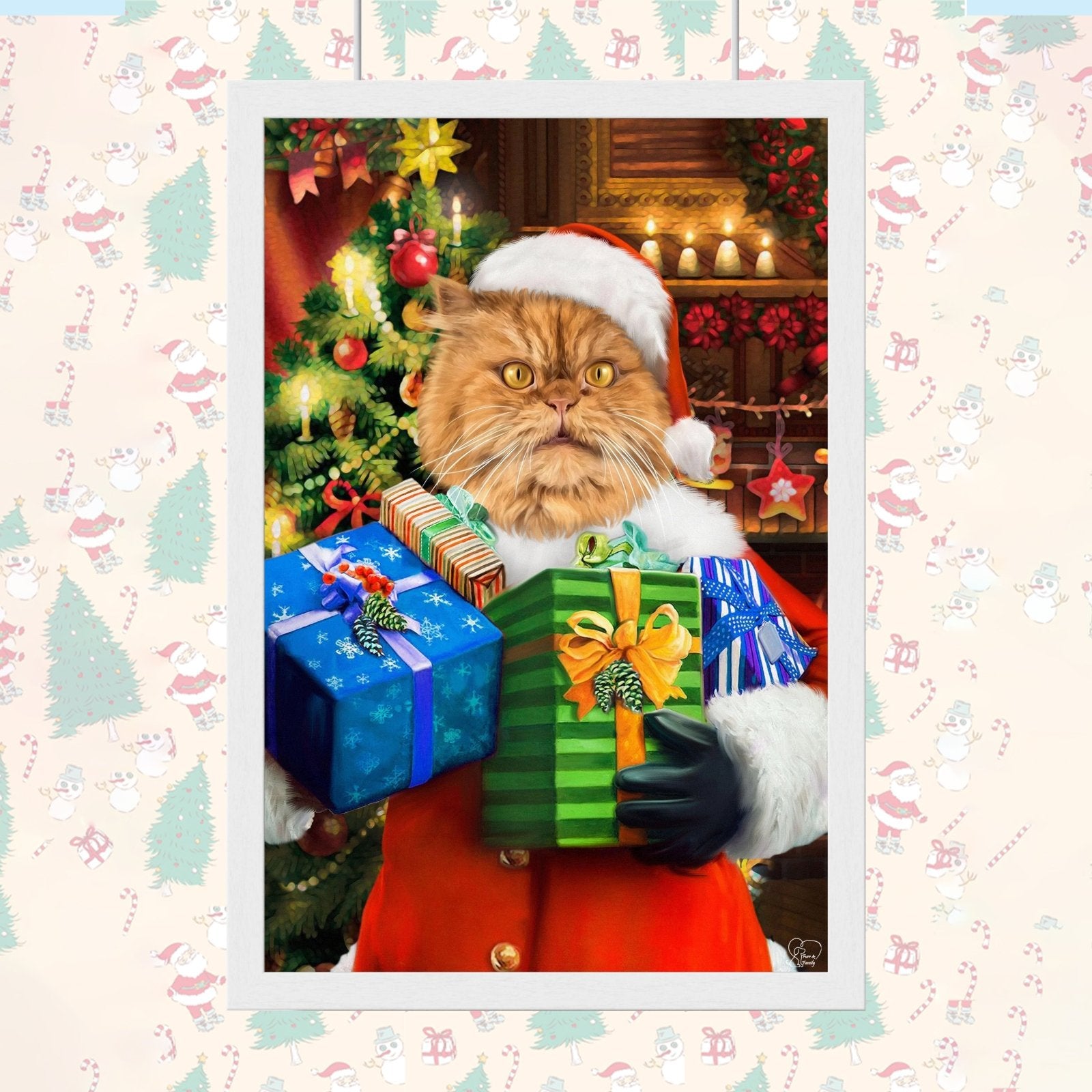 Holiday Cheer Pet Portrait – Santa’s Little Gift Giver - 1 Pet - Furr and Family