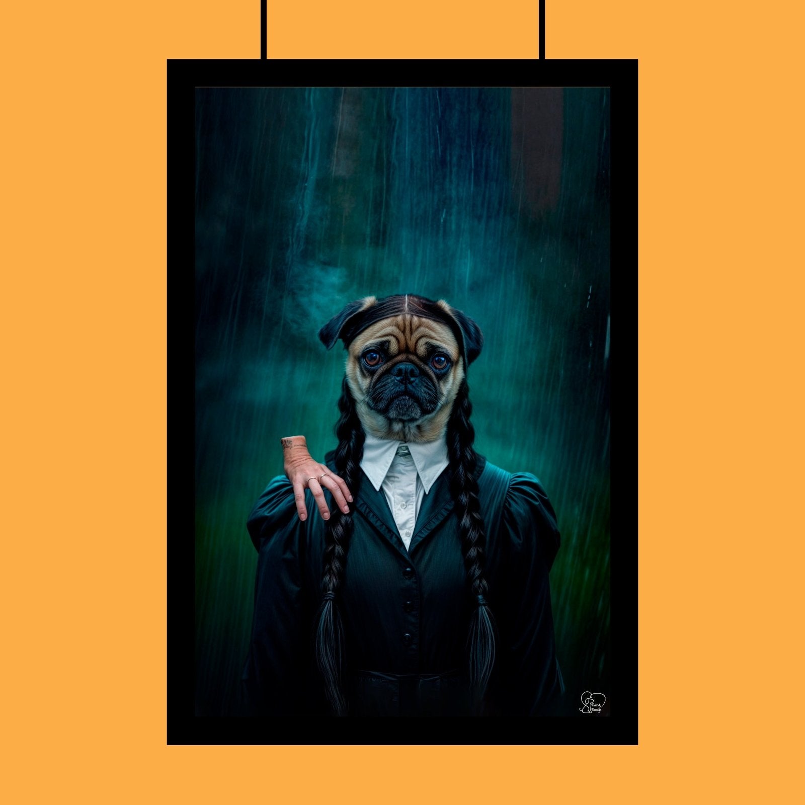 Wednesday Frankenstein Pet Portrait – Halloween Custom Pet Portrait - 1 Pet - Furr and Family