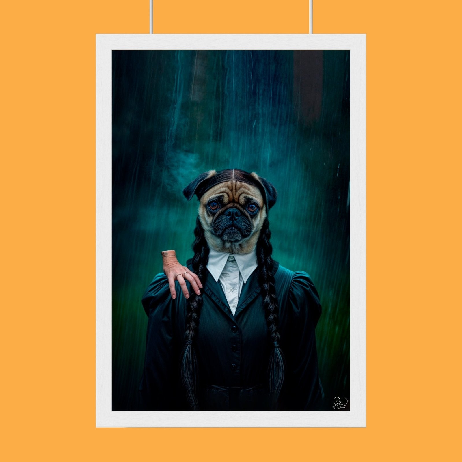 Wednesday Frankenstein Pet Portrait – Halloween Custom Pet Portrait - 1 Pet - Furr and Family