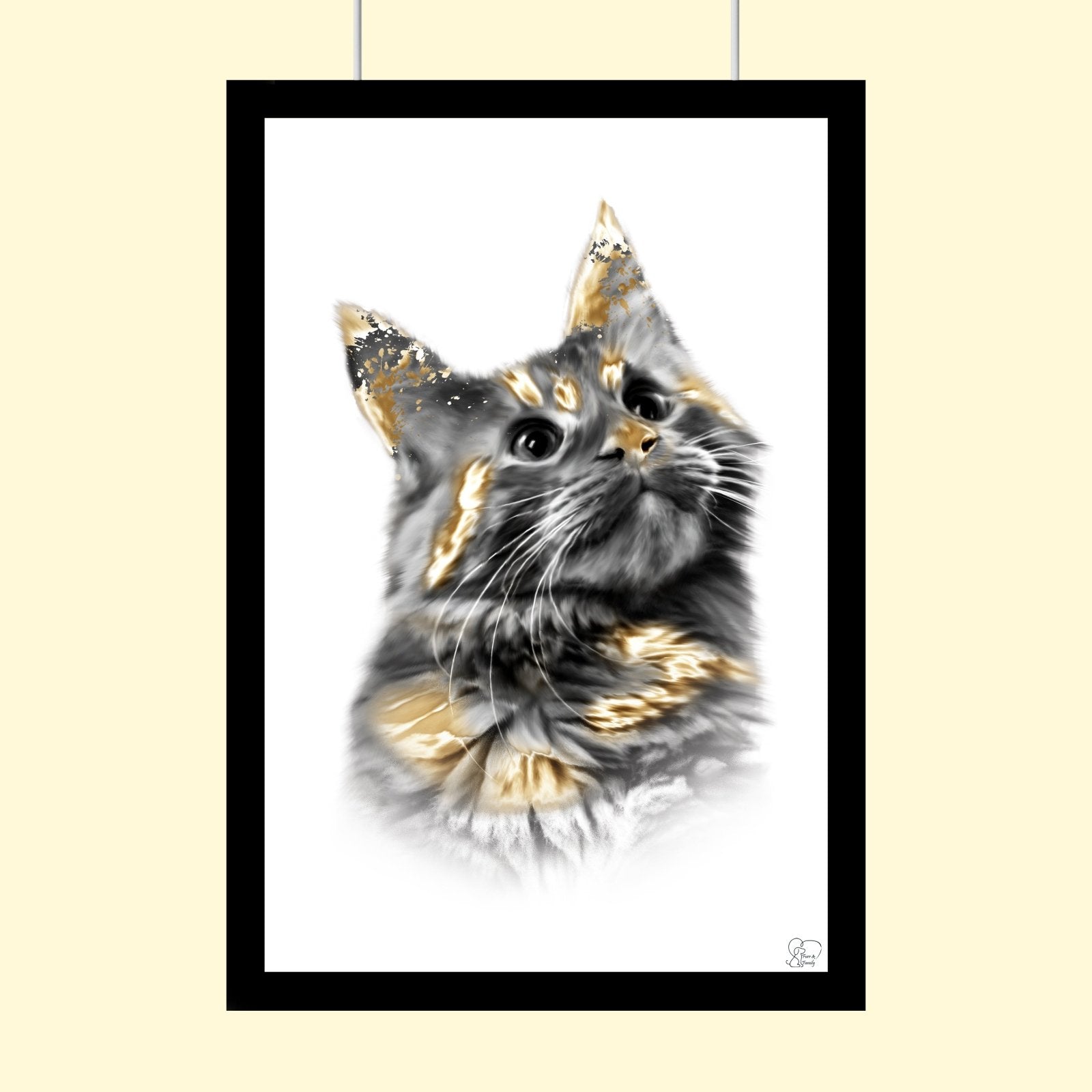 Gold Plated Pet Art - Custom Pet Portrait - 1 Pet - Furr and Family