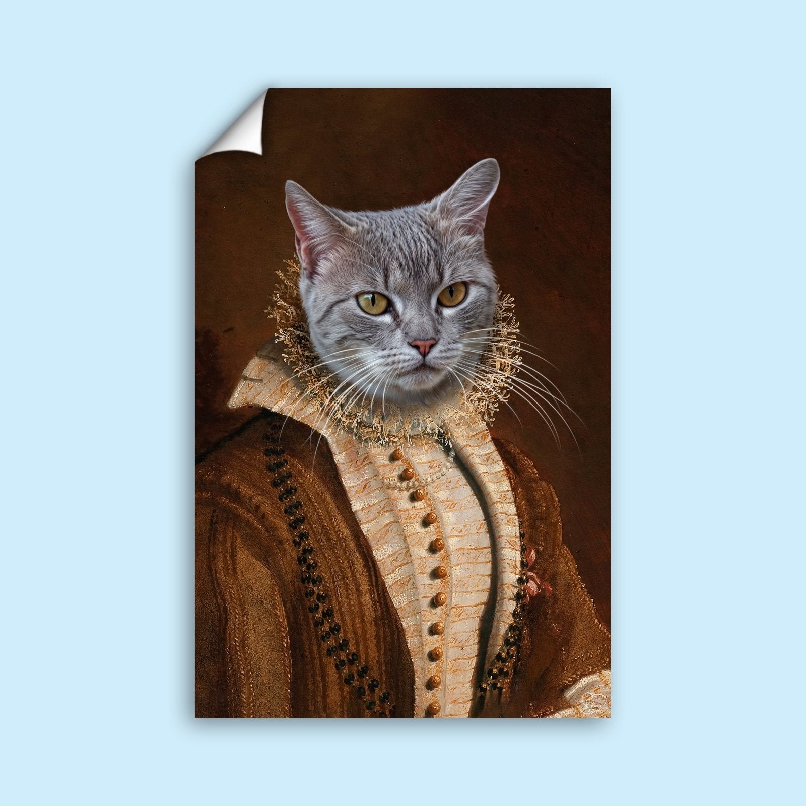 Aristocratic Elegance Cat Portrait – Custom Pet Portraits | Furr and Family - 1 Pet - Furr and Family