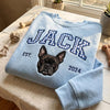 Custom Pet Portrait Sweatshirt with Gingham Varsity Name