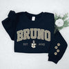 Custom Pet Portrait Sweatshirt with Polka Dot Varsity Name