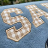 Custom Pet Embroidered Sweatshirt with Gingham Varsity Name