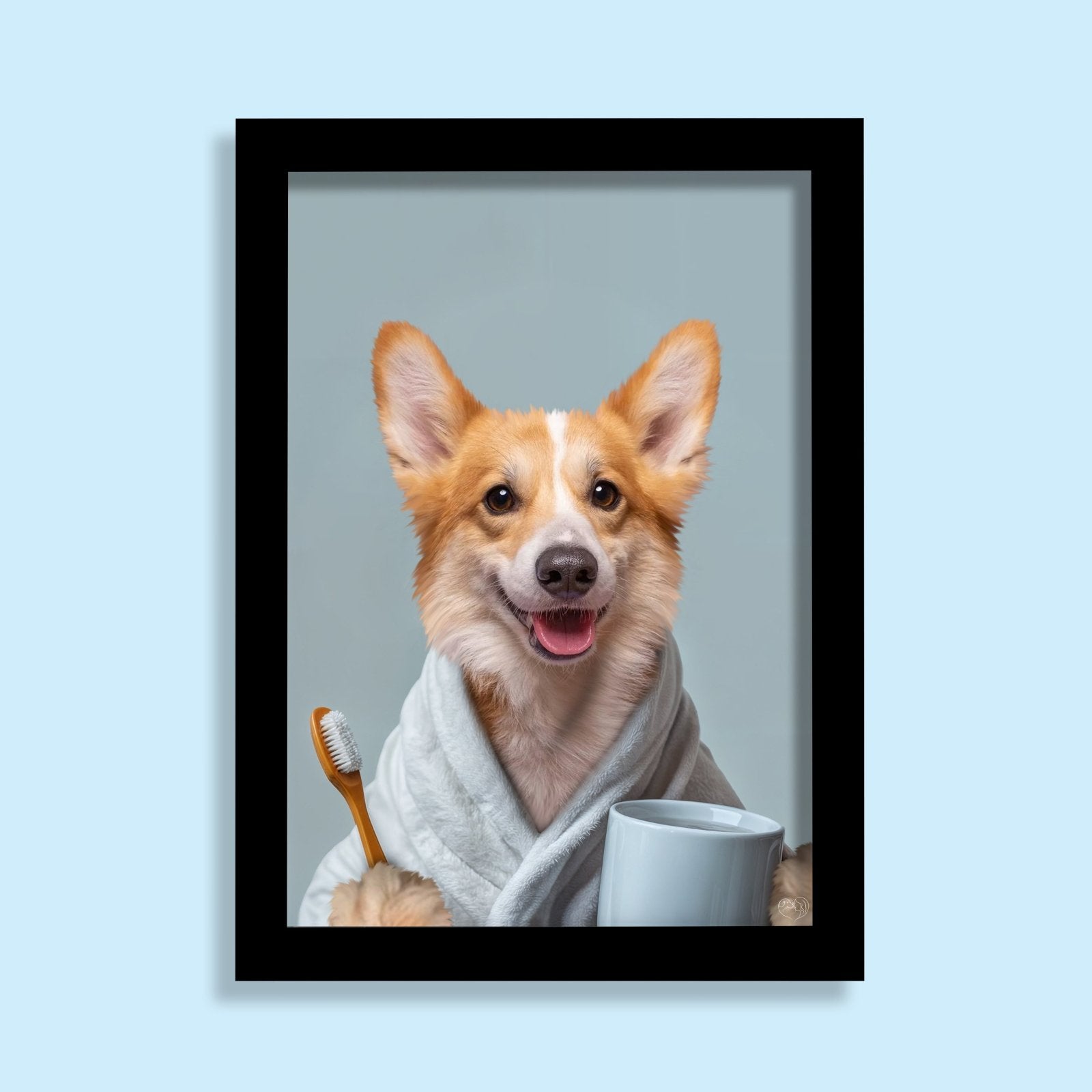 Bathroom Pet Buddy Portrait – Funny Custom Pet Artwork - 1 Pet - Furr and Family