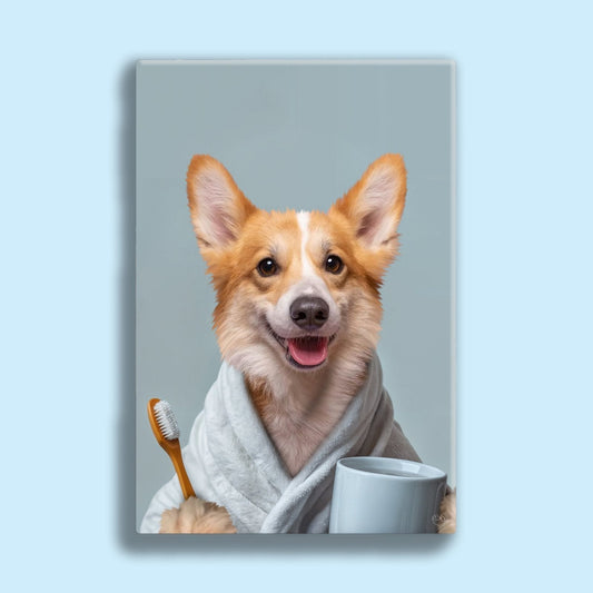 Bathroom Pet Buddy Portrait – Funny Custom Pet Artwork - 1 Pet - Furr and Family