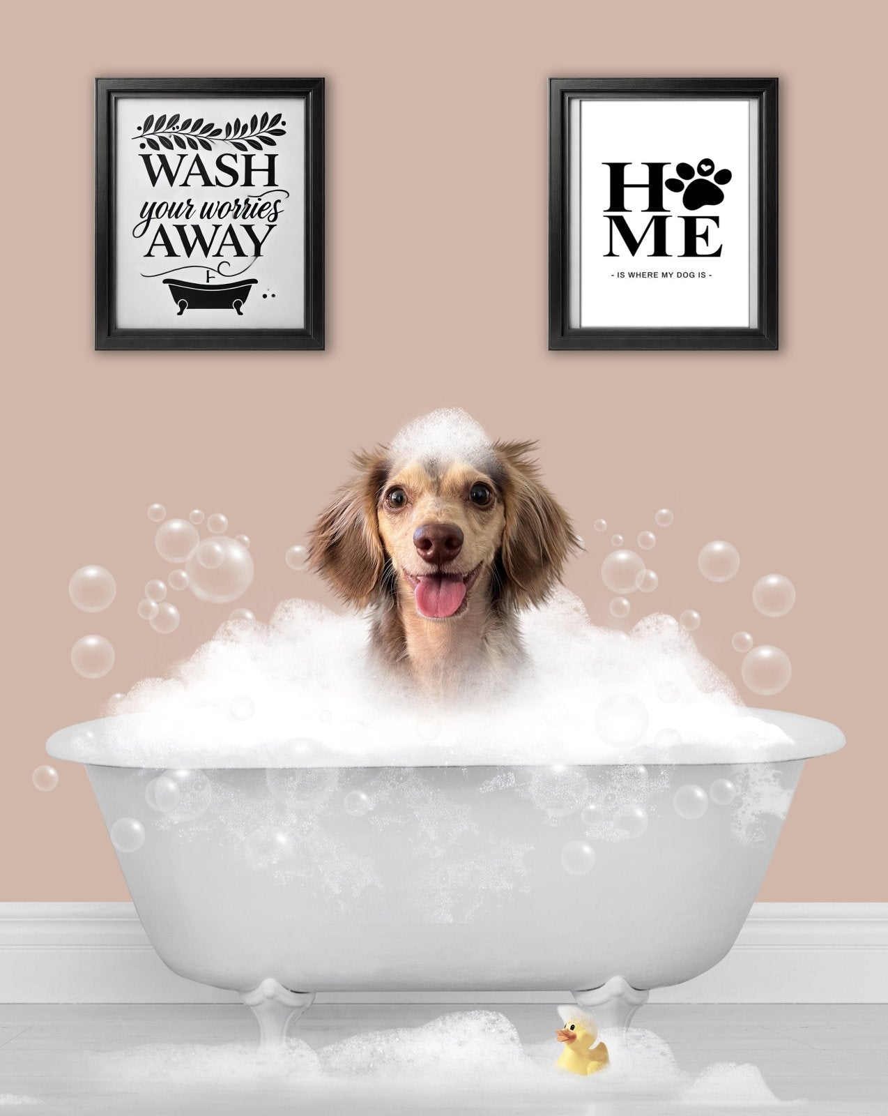 BathTub Bathroom Pet Portrait – Funny Custom Pet Art - 1 Pet - Furr and Family