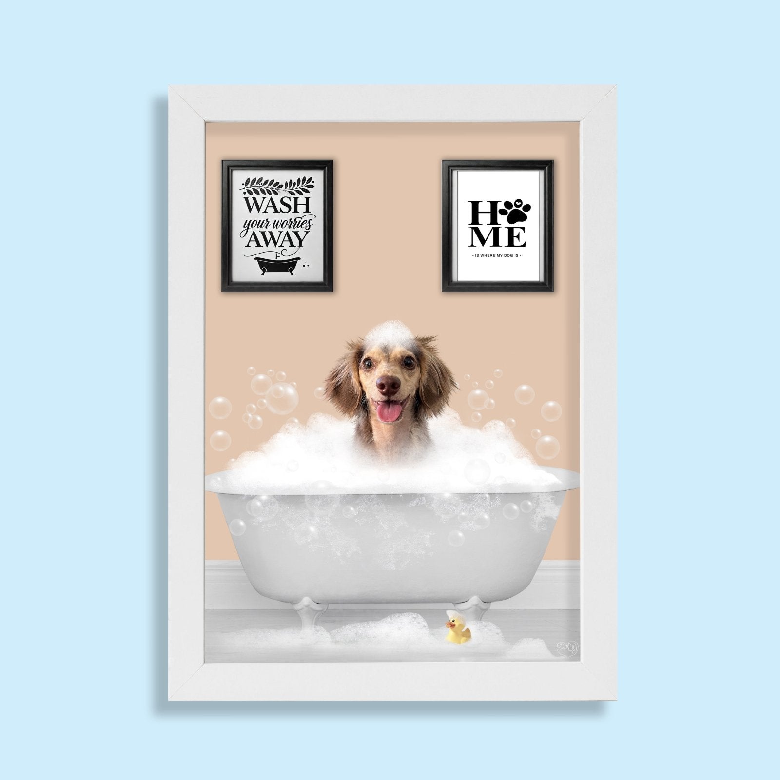 BathTub Bathroom Pet Portrait – Funny Custom Pet Art - 1 Pet - Furr and Family