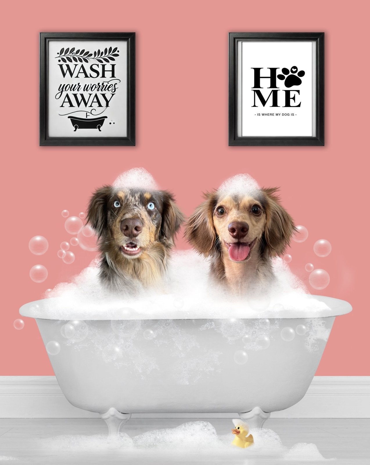 BathTub Bathroom Pet Portrait – Funny Custom Pet Art - 1 Pet - Furr and Family