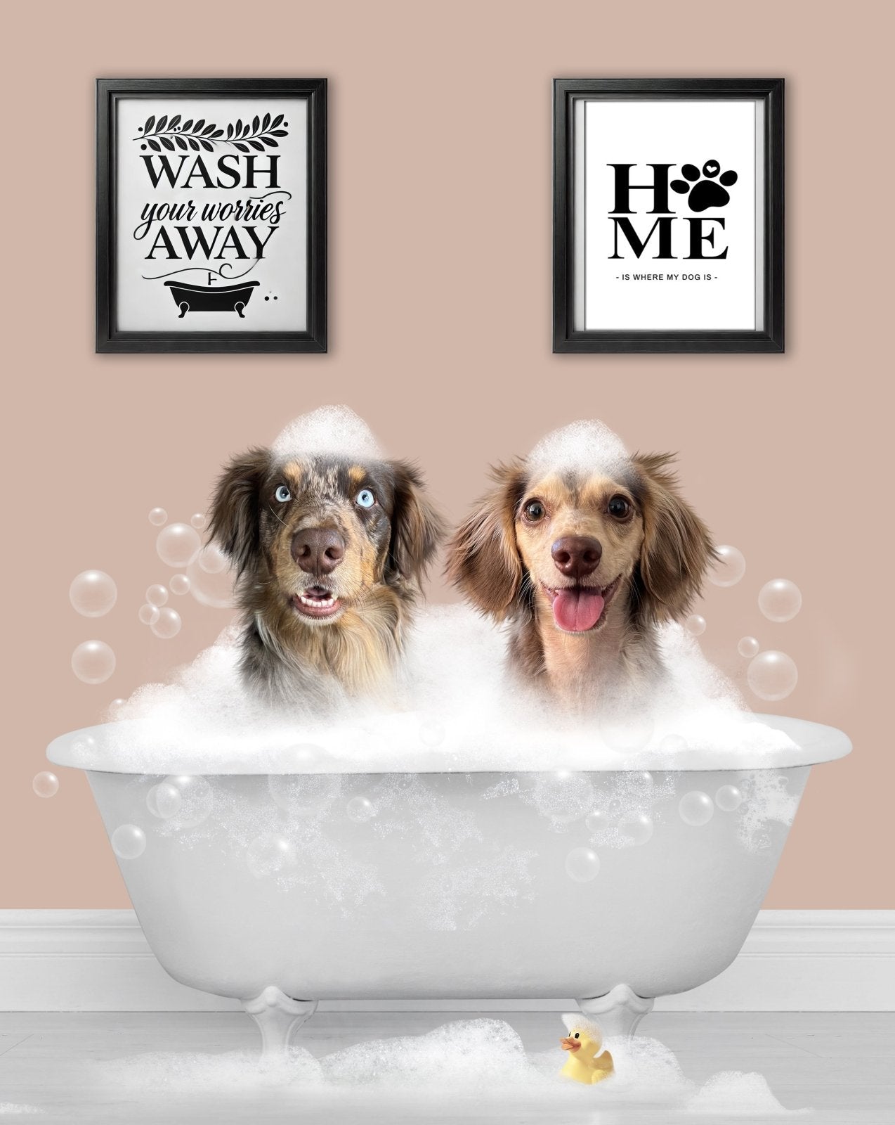 BathTub Bathroom Pet Portrait – Funny Custom Pet Art - 1 Pet - Furr and Family