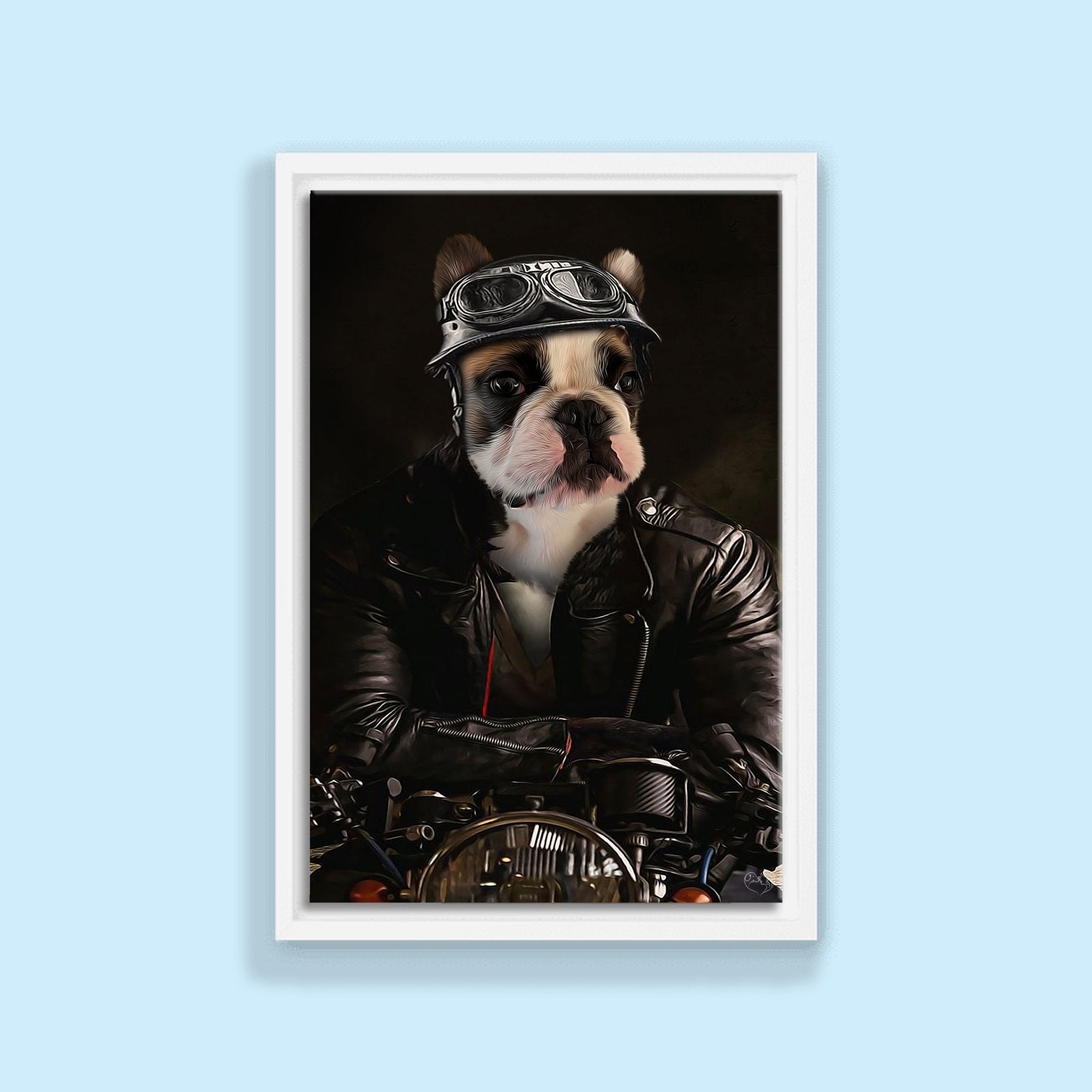 Biker Boss Pet Portrait – Funny Custom Motorcycle Art - 1 Pet - Furr and Family