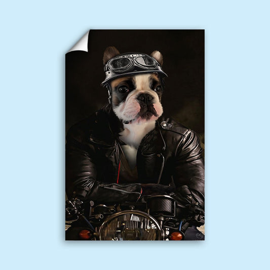 Biker Boss Pet Portrait – Funny Custom Motorcycle Art - 1 Pet - Furr and Family