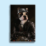 Biker Boss Pet Portrait – Funny Custom Motorcycle Art - 1 Pet - Furr and Family