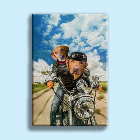 Biker Paws – Custom Multi - Pet Motorcycle Portrait - 2 Pets - Furr and Family