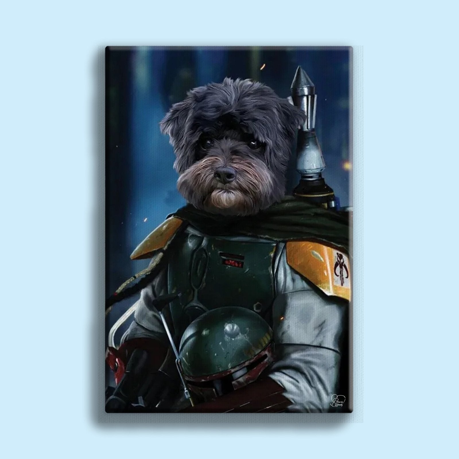 Boba Fett Star Wars Pet Portrait – Custom Mandalorian Pet Art - 1 Pet - Furr and Family