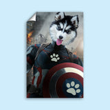 Captain America Pet Portrait – Custom Superhero Artwork - 1 Pet - Furr and Family