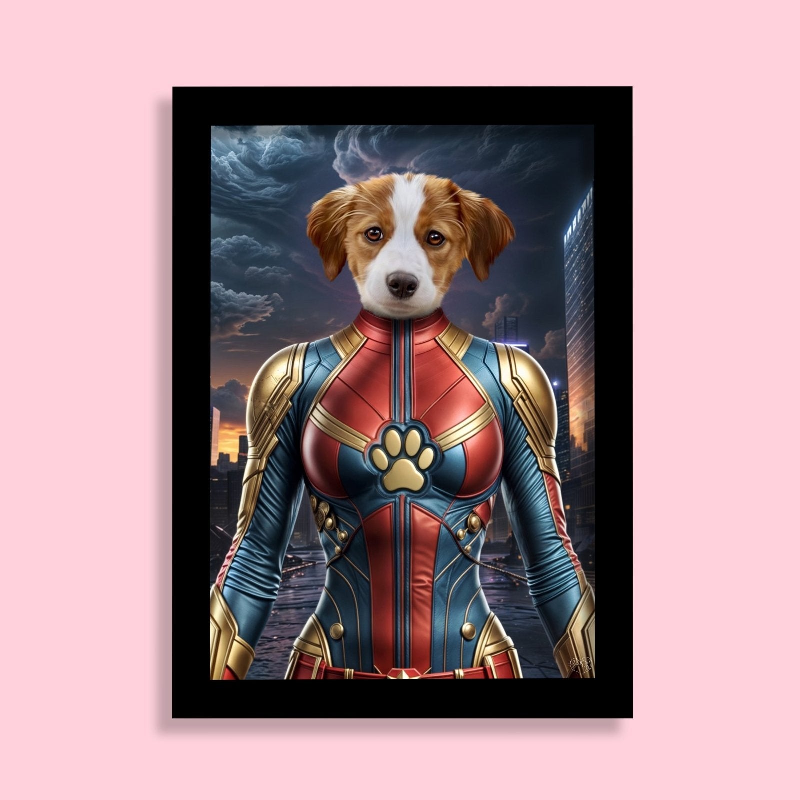 Captain Marvel Pet Portrait – Custom Superhero Art - 1 Pet - Furr and Family