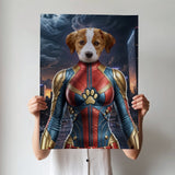 Captain Marvel Pet Portrait – Custom Superhero Art - 1 Pet - Furr and Family