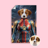Captain Marvel Pet Portrait – Custom Superhero Art - 1 Pet - Furr and Family