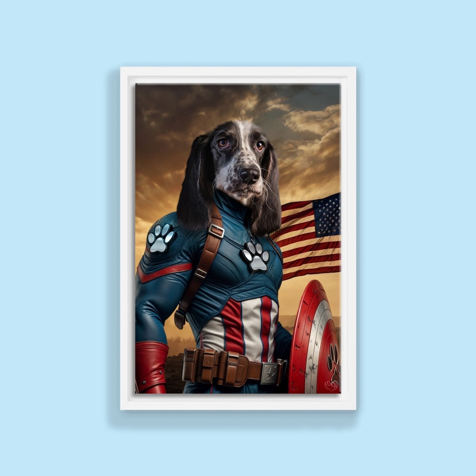 Captain Pet America – Custom Superhero Pet Portrait - 1 Pet - Furr and Family