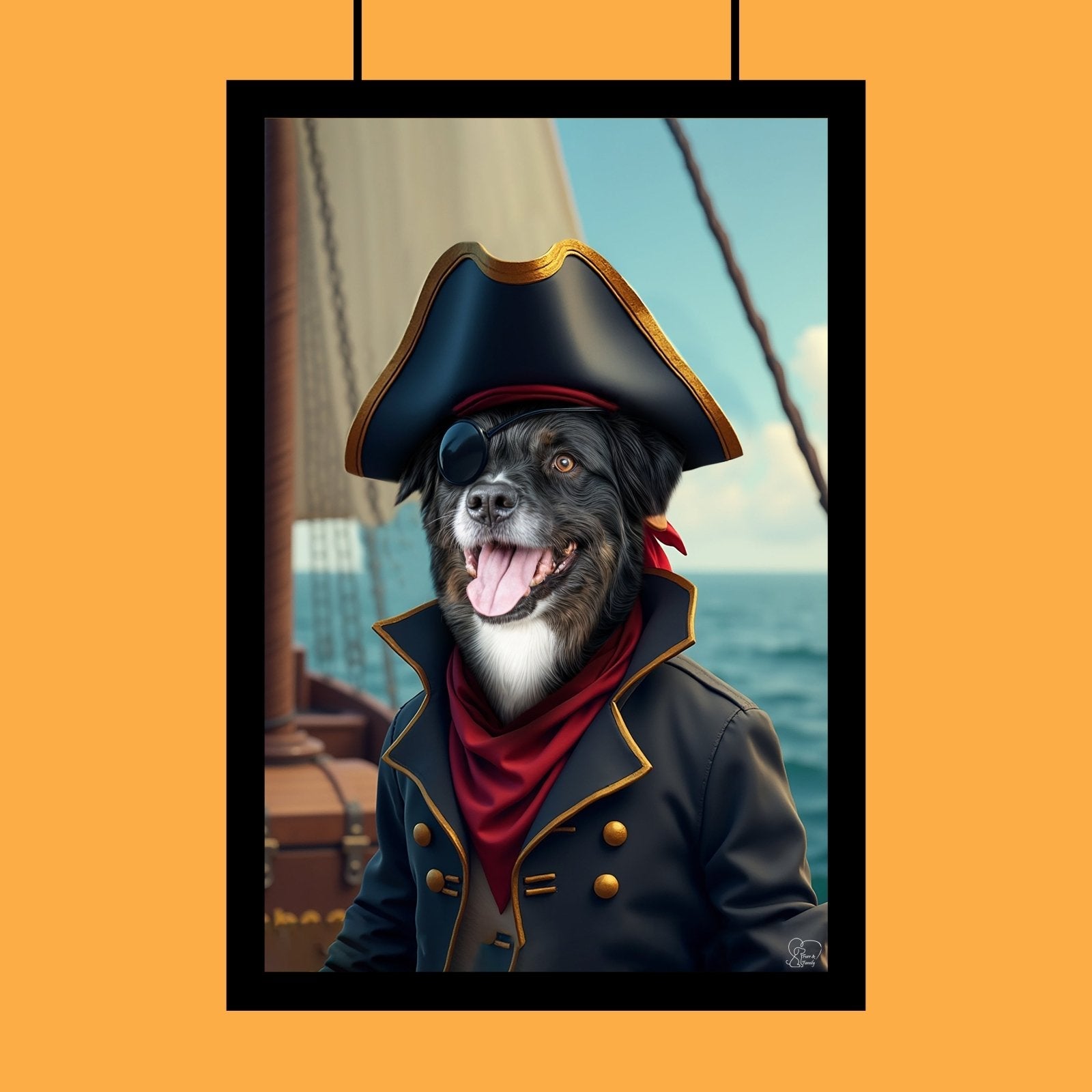 Captain Pirate Pet Portrait – Custom Pirate - Themed Pet Art - 1 Pet - Furr and Family