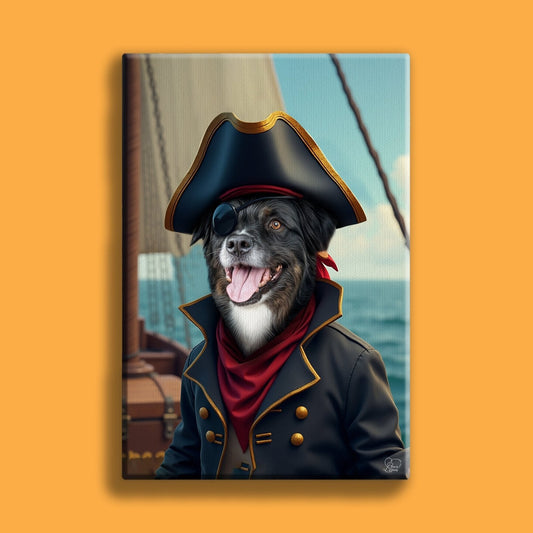 Captain Pirate Pet Portrait – Custom Pirate - Themed Pet Art - 1 Pet - Furr and Family