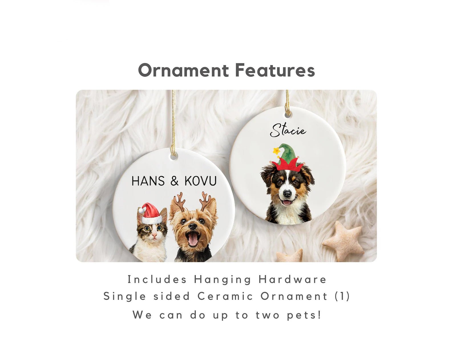 Pet Watercolor Christmas Ornament - Keepsake Decoration1 Pet - Furr and Family