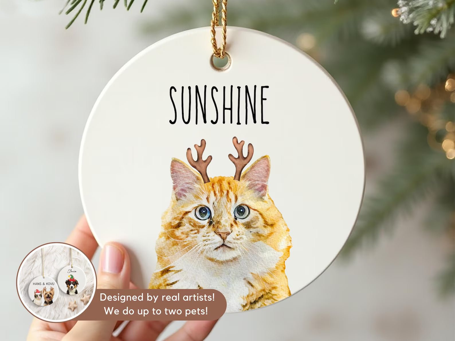 Pet Watercolor Christmas Ornament - Keepsake Decoration1 Pet - Furr and Family