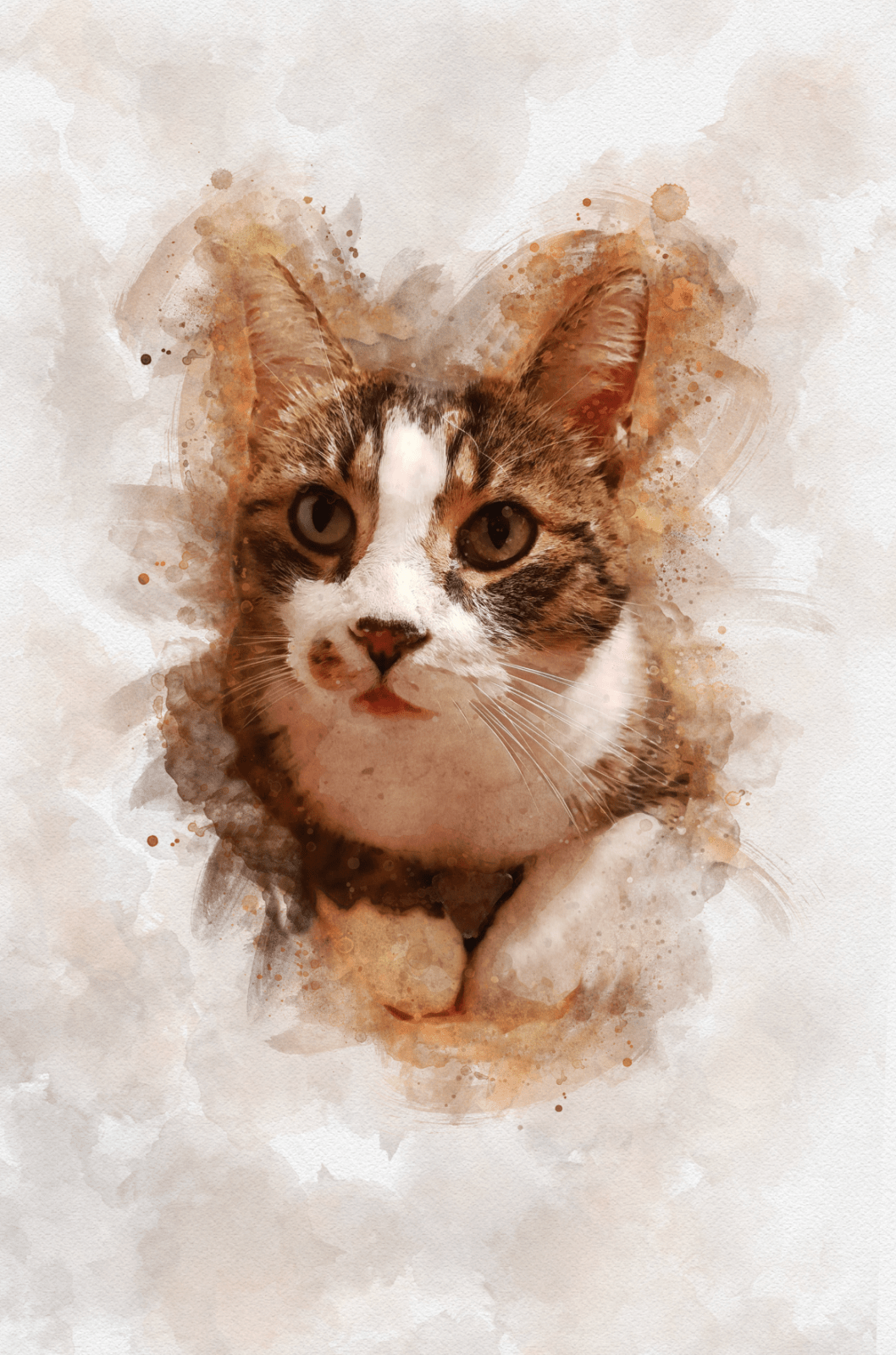 Classic Watercolor Pet Art – Custom Watercolor Pet Portrait - 1 Pet - Furr and Family