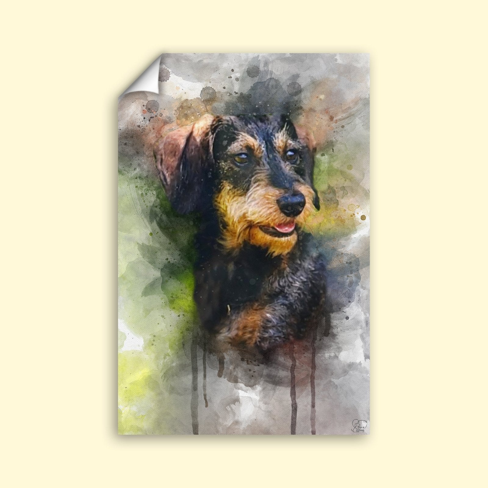 Classic Watercolor Pet Art – Custom Watercolor Pet Portrait - 1 Pet - Furr and Family