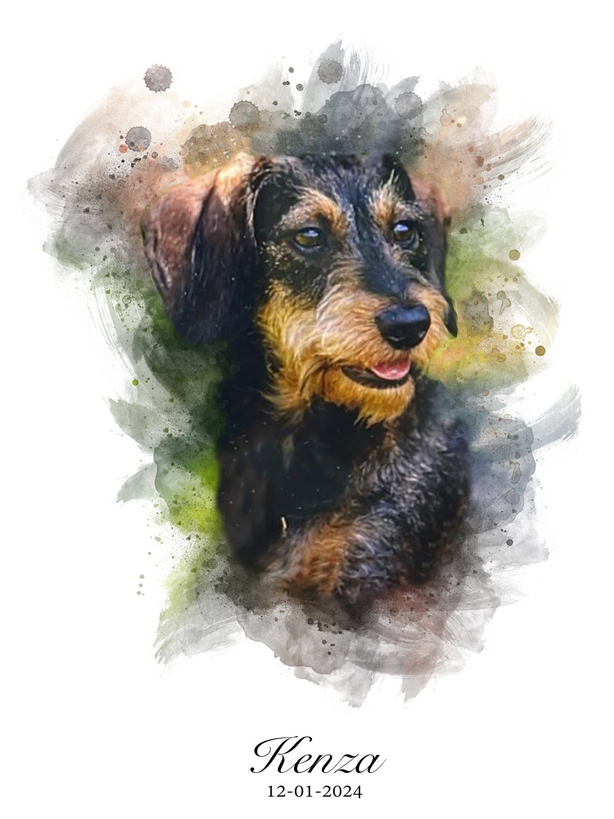 Classic Watercolor Pet Art – Custom Watercolor Pet Portrait - 1 Pet - Furr and Family