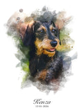 Classic Watercolor Pet Art – Custom Watercolor Pet Portrait - 1 Pet - Furr and Family
