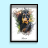 Classic Watercolor Pet Art – Custom Watercolor Pet Portrait - 1 Pet - Furr and Family