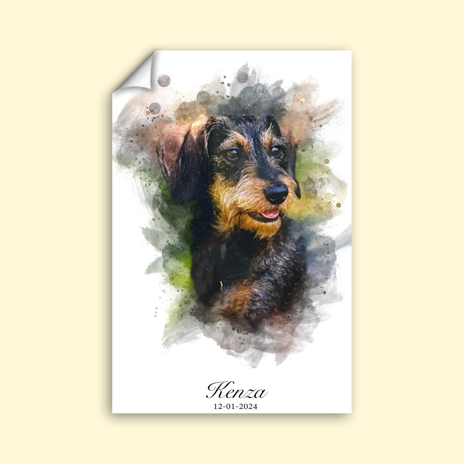 Classic Watercolor Pet Art – Custom Watercolor Pet Portrait - 1 Pet - Furr and Family
