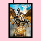 Biker Bros - Custom Pet Portrait - 2 Pets - Furr and Family