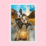 Biker Bros - Custom Pet Portrait - 2 Pets - Furr and Family