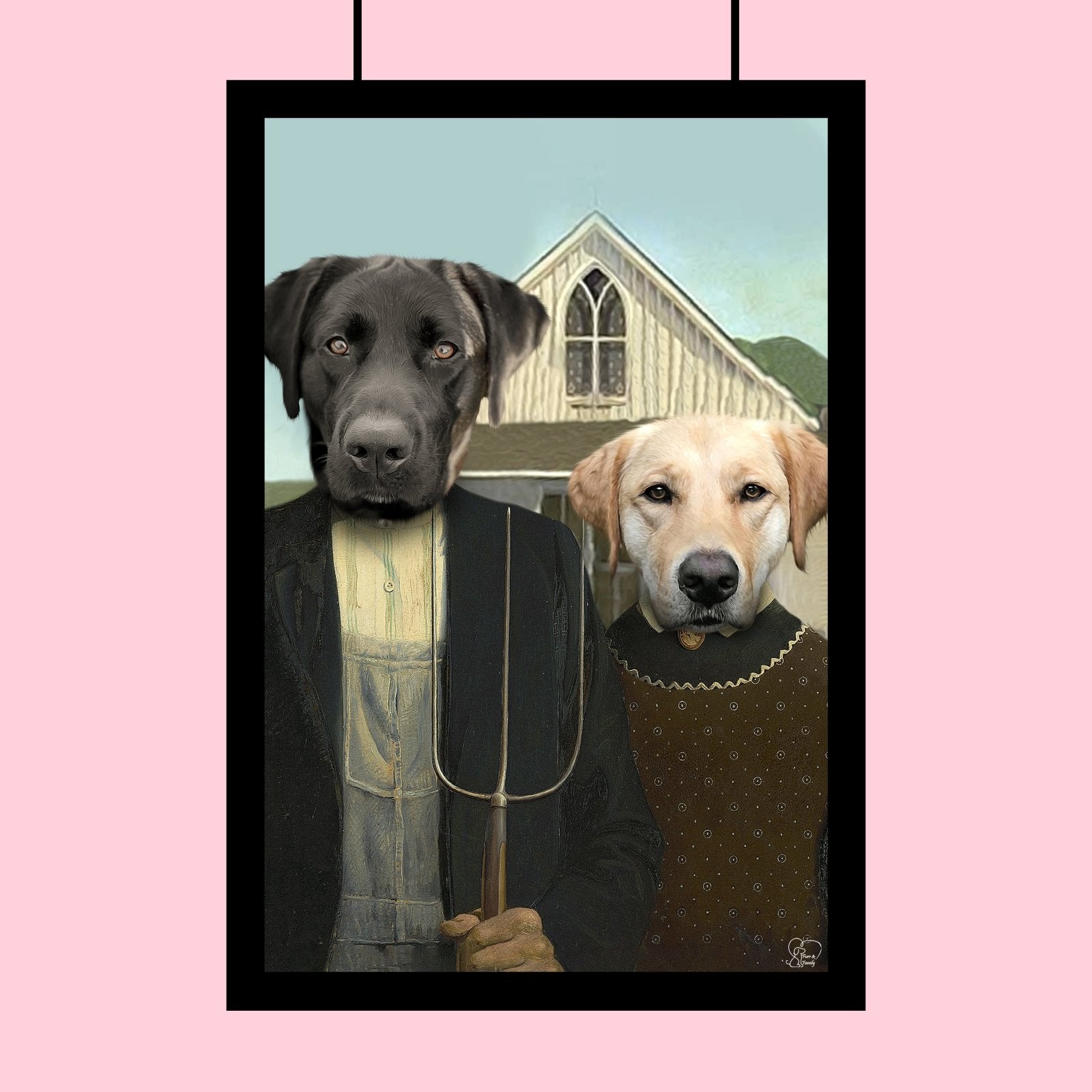 Farmer and Wife - Custom Pet Portrait - 2 Pets - Furr and Family