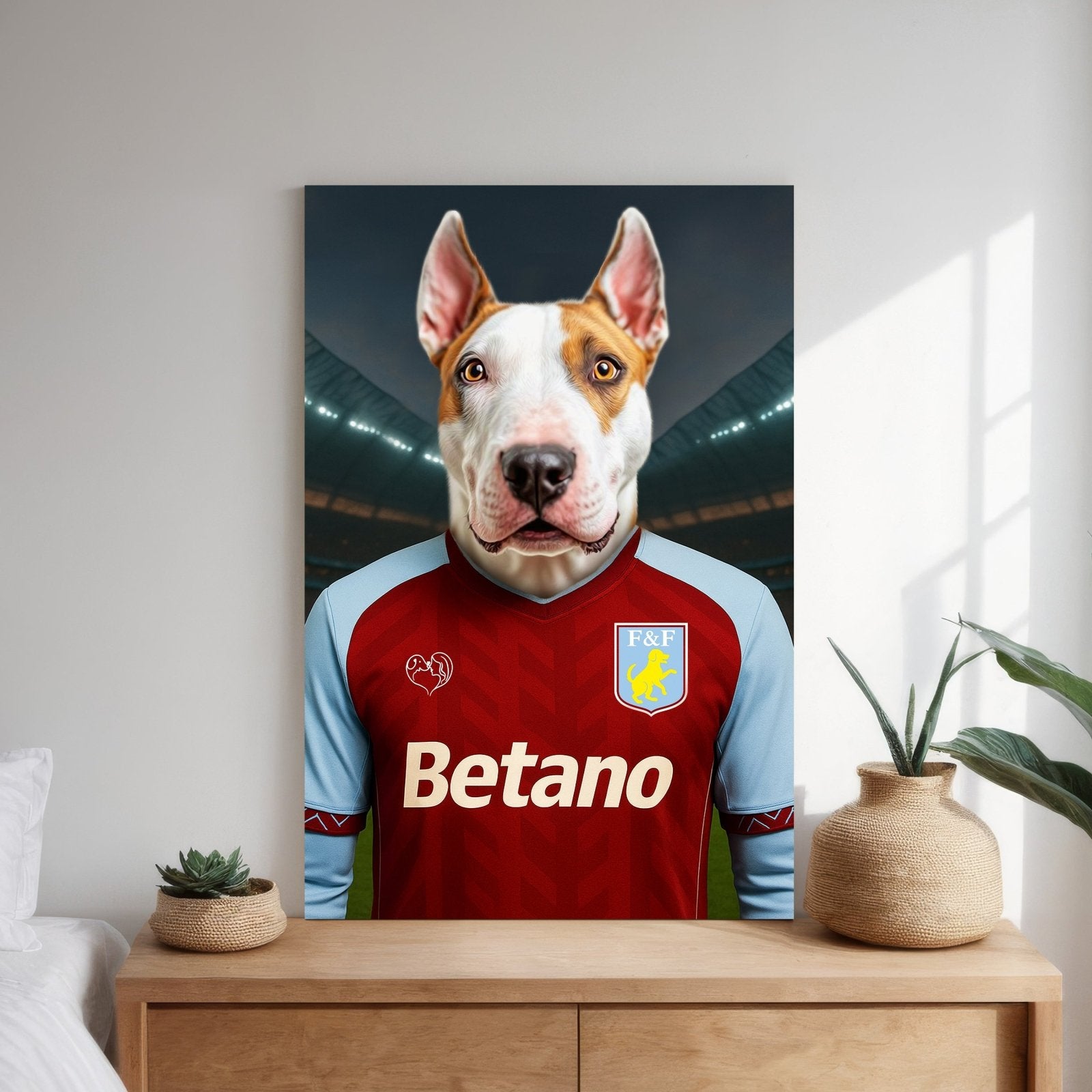 Custom Aston Villa Pet Portrait - Pet Sports Theme - 1 Pet - Furr and Family