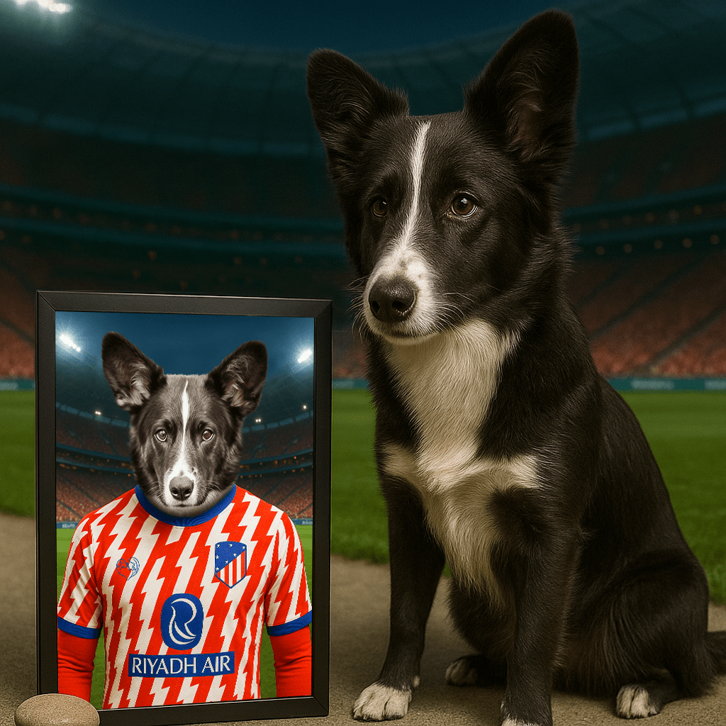 Custom Atletico Madrid Pet Portrait - Pet Sports Theme - 1 Pet - Furr and Family